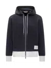 Thom Browne Two-tone Zip Front Hoodie In Blue