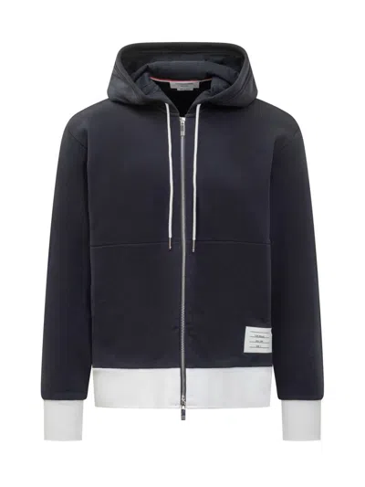 THOM BROWNE THOM BROWNE THOM BROWNE TWO-TONE ZIP FRONT HOODIE