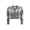 Thom Browne Argyle V-neck Cardigan In Gray