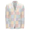 Thom Browne Thom E Colourful Stripes Patchwork Seersucker Button Blazer Jacket In Multi