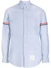Thom Browne Striped Buttoned Shirt In Blue