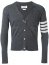 Thom Browne Cashmere Cardigan With Grosgrain Ribbon Trim In Grey