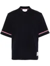 Thom Browne Polo Shirt With Lapel Short Sleeve In Blue