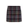 Thom Browne Checked Grosgrain-trimmed Wool-twill Mini Skirt In Multi