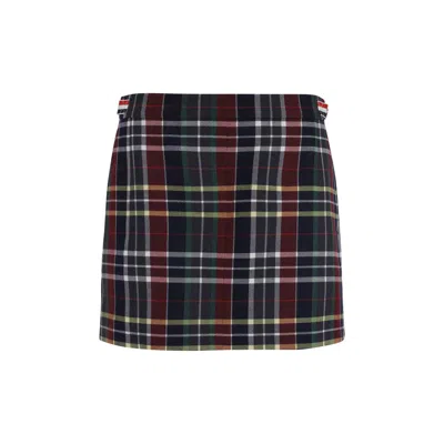 Thom Browne Tartan Checked Wool Miniskirt With Half Zip In Multi
