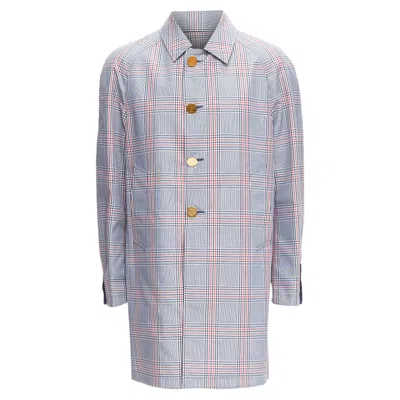 Thom Browne Thom E Reversible Classic Check Buttons Overcoat In Blue