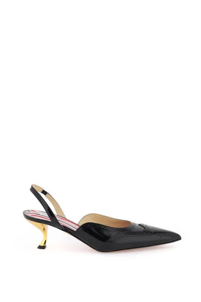 Thom Browne Brogue Slingback Pumps In Black