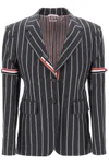 Thom Browne Striped Single-breasted Jacket In Grey
