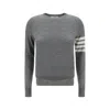 Thom Browne Melange Grey Wool Sweater In Grey