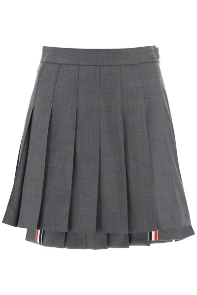 Thom Browne Wool Pleated Mini Skirt In Grey