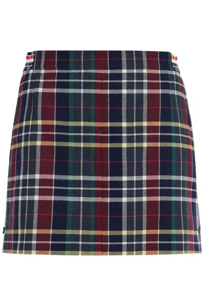 Thom Browne Tartan Checked Wool Miniskirt With Half Zip In Multi