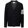 Thom Browne Classic V-neck Cardigan In Fine Merino Wool With 4bar Stripes Clothing In Black