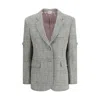 Thom Browne Prince Of Wales Blazer In Gray