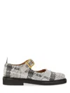 Thom Browne Tartan-check Tweed Ballerina Shoes In Grey