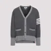 Thom Browne Thome Browne Hector Icon Intarsia V Neck Cardigan In Gray
