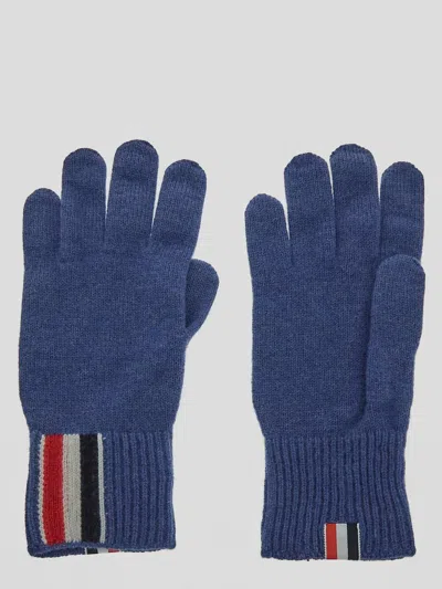 Thom Browne Virgin Wool Gloves In Blue