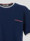 Thom Browne Maglietta In Jersey Di Peso Medio Con Tasca In Darkblue