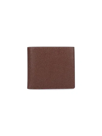 Thom Browne Grained Bi-fold Wallet In Brown