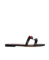 Thom Browne Bow-detailed Pebbled-leather Sandals In Black