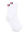 Thom Browne Ribbed Cuffs Cotton Blend Ankle Socks In Blanco