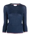 Thom Browne Three-quarter Length-sleeved Jumper In Blue