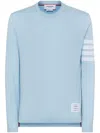Thom Browne Three-stripe Long-sleeved T-shirt In Blue