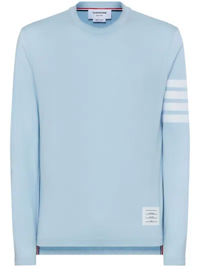 Thom Browne Three-stripe Long-sleeved T-shirt In Blue