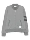 Thom Browne Three-stripe Zip-up Sweatshirt In Gray