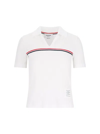 Thom Browne Three Stripes" Knit Polo - White