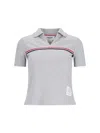Thom Browne Three Stripes" Knit Polo - Gray In Gray