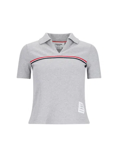 THOM BROWNE 'THREE STRIPES' KNIT POLO SHIRT