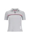 Thom Browne Three Stripes" Knit Polo - Gray In Light Grey