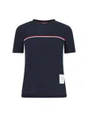 Thom Browne Ribbed Knit Short-sleeved Top With Tricolor Accent