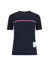 Thom Browne Striped Crew Neck Ribbed Texture T-shirt In Blue