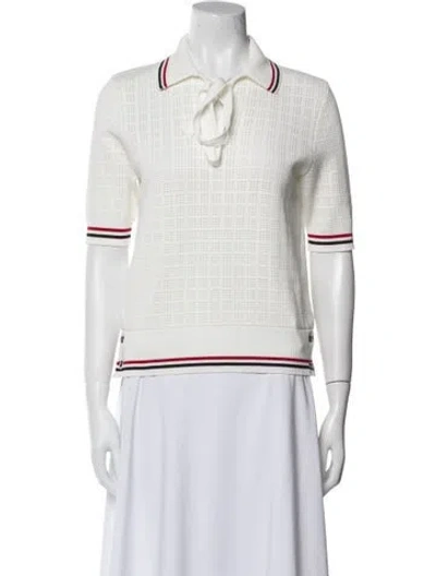Pre-owned Thom Browne Three-quarter Sleeve Polo In White
