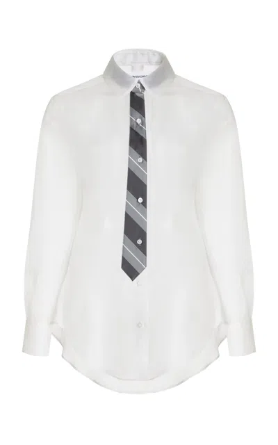 Thom Browne Tie-appliquã©d Silk Organza Shirt In White