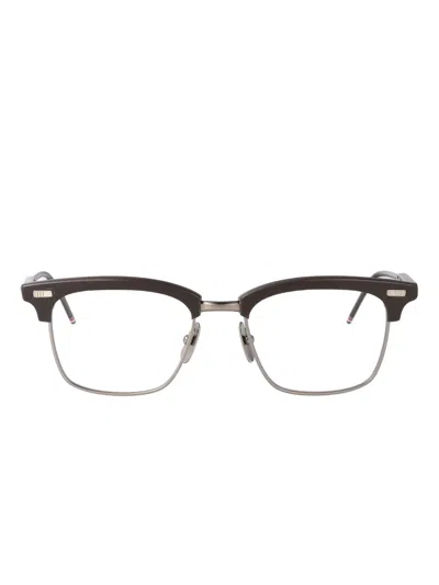 Thom Browne Titanium Rectangle Glasses In Black