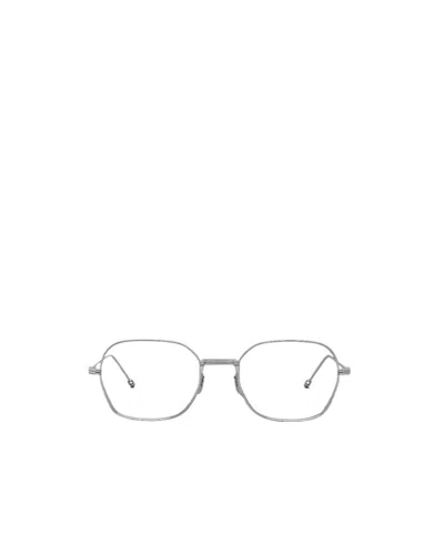 Thom Browne Titanium Rectangular Eyeglasses In Silver