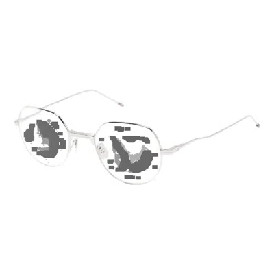 Thom Browne Titanium Round Eyeglasses Unisex In White