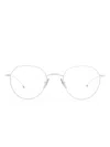 Thom Browne Titanium Round Glasses In 白色