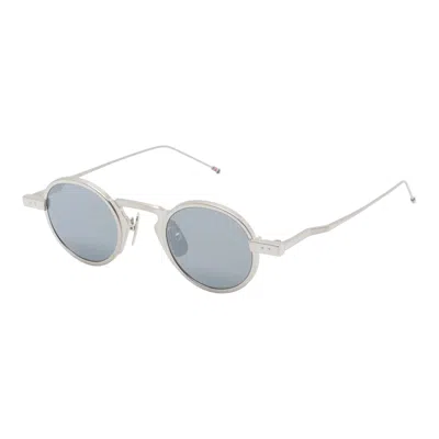 Thom Browne Titanium Round Sunglasses Unisex In Blue