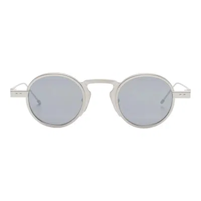 Thom Browne Titanium Round Sunglasses Unisex In Blue