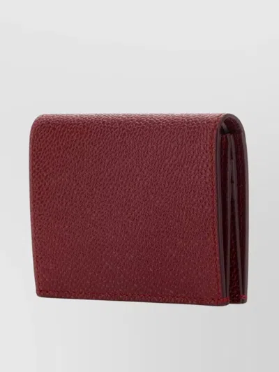 Thom Browne Tiziano Leather Card Holder Compact Foldable Structure In Red