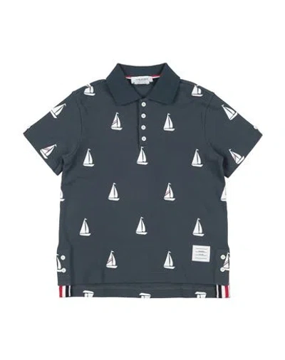 Thom Browne Babies'  Toddler Boy Polo Shirt Charcoal Size 6 Cotton In Blue