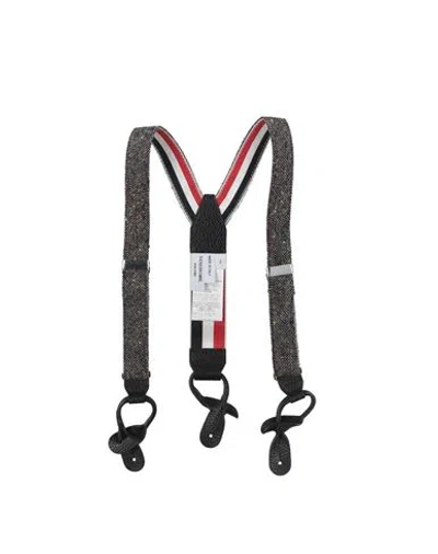 Thom Browne Babies'  Toddler Boy Suspenders Grey Size 6 Virgin Wool, Leather In Gray