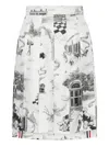 Thom Browne Toile Pleated Mini Skirt In White