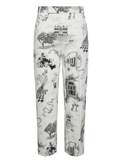 Thom Browne Toile Utility Chino Trousers In White