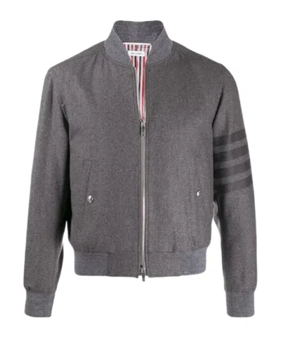 THOM BROWNE TONAL 4-BAR FLANNEL BLOUSON JACKET