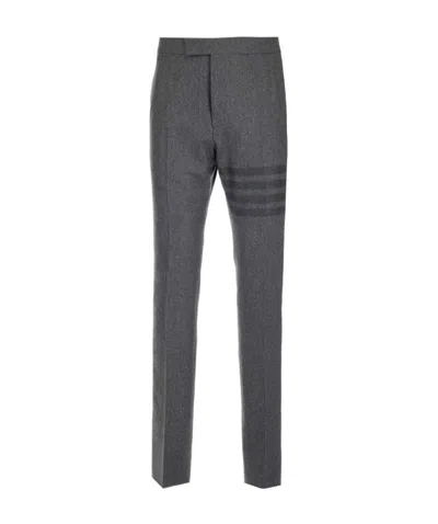 Thom Browne Tonal 4-bar Flannel Trousers In Black