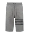 Thom Browne Tonal 4-bar Loopback Track Shorts In Gray